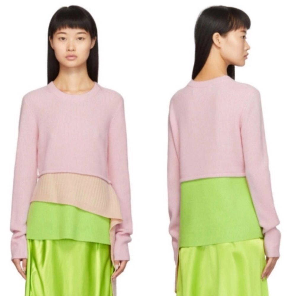 SIES MARJAN Sae Layered Tiered Ribbed Wool Cashmere Blend Sweater XS Colorblock